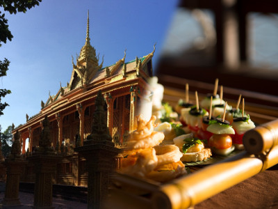 [image] Khmer pagoda and a snack on board