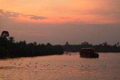 Coucher de soleil sur le Mekong