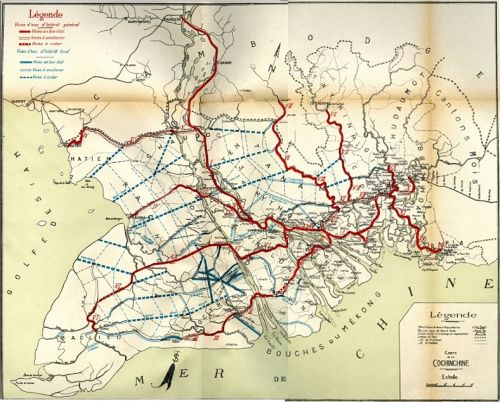 Carte des voies d'eau locales et coloniales, 1910